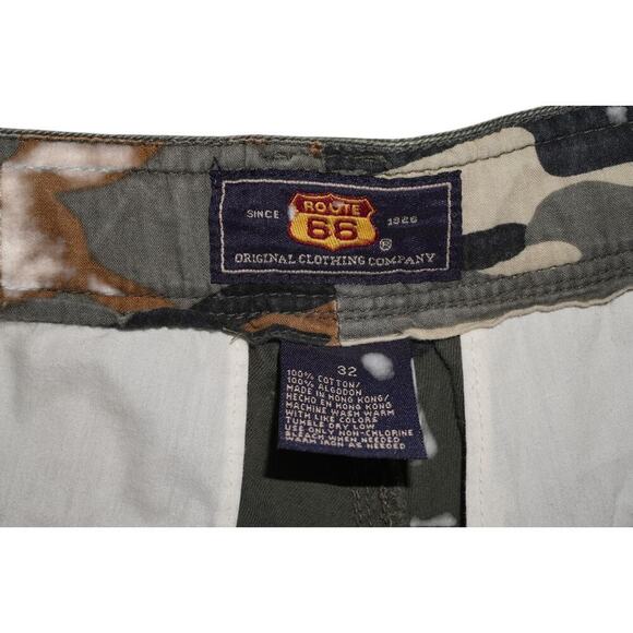 Vintage Route 66 Cargo Shorts Camo Waist Utility Y2K Style β Size 32 - Picture 4 of 10